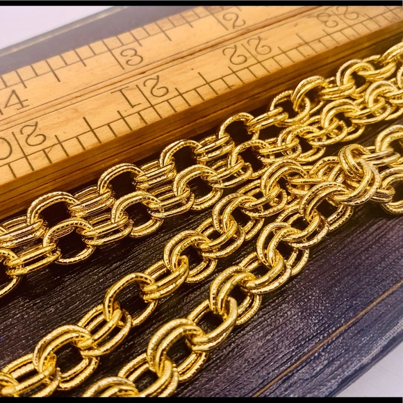 Long 35” vintage gold chain necklace new old stock double link - Picture 5 of 11